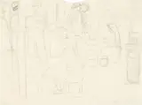 Figures in a market by Diego Rivera, drawing, sold Jul 2023
