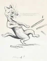 Played ! by Louis Wain, Ink and pen, sold Jul 2023