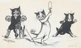 Leg stump, out! by Louis Wain, Ink, sold Jul 2023