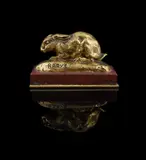 A gilt bronze model of a crouching rabbit by Antoine-Louis Barye, BRONZE, offered Jun 2023