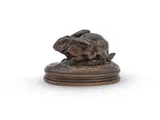 A bronze model of a crouching rabbit by Antoine-Louis Barye, BRONZE, sold Jun 2023