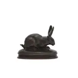 A bronze model of a crouching rabbit by Antoine-Louis Barye, BRONZE, sold Jun 2023