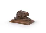 A bronze model of a crouching rabbit by Antoine-Louis Barye, Bronze July, sold Jun 2023