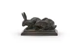 A bronze group of a pair of rabbits by Antoine-Louis Barye, 1949, BRONZE, sold Jun 2023