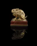 A gilt bronze model of a crouching rabbit by Antoine-Louis Barye, BRONZE, sold Jun 2023