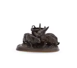 A bronze model of a pair of rabbits by Pierre-Jules Mêne, BRONZE, sold Jun 2023