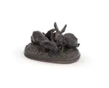 A rare bronze model of a pair of rabbits by Pierre-Jules Mêne, BRONZE, offered Jun 2023