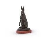 A bronze model of an alert hare by Alfred Dubucand, BRONZE, offered Jun 2023