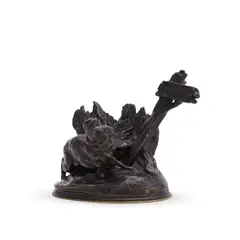 A bronze model of a worried rabbit by Auguste Cain, BRONZE, offered Jun 2023