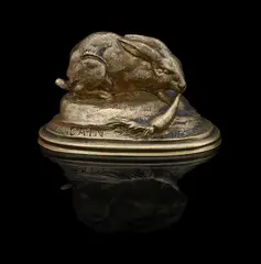 A gilt bronze model of rabbit eating a carrot by Auguste Cain, BRONZE, sold Jun 2023