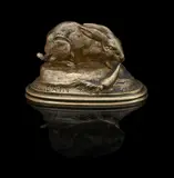 A gilt bronze model of rabbit eating a carrot by Auguste Cain, BRONZE, sold Jun 2023
