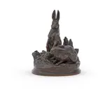 A bronze model of two hares by Alfred Dubucand, BRONZE, sold Jun 2023