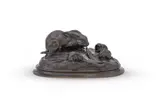 A bronze model of rabbit with young by Auguste Cain, BRONZE, sold Jun 2023