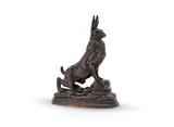 A bronze model of an alert hare by Jules Moigniez, BRONZE, sold Jun 2023