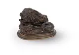 A bronze model of a crouching hare by Jules Moigniez, BRONZE, sold Jun 2023