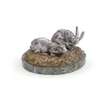 A silvered and gilded bronze group of two rabbits by Charles Gremion, BRONZE, offered Jun 2023