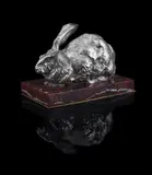 A silvered bronze model of a rabbit by Ferdinand Pautrot, BRONZE, sold Jun 2023