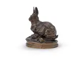 A bronze model of a rabbit suckling by Alphonse Alexandre Arson, BRONZE, sold Jun 2023