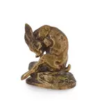 A gilt bronze model of a hare grooming its back leg by Clovis-Edmond Masson, BRONZE, sold Jun 2023