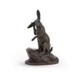 A bronze model of a hare grooming its ear by Clovis-Edmond Masson, BRONZE, sold Jun 2023