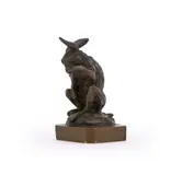A bronze model of a hare grooming its face by Christophe Fratin, BRONZE, sold Jun 2023