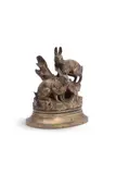 A bronze model of a pair of rabbits by their burrow by Émile-Louis Truffot, BRONZE, sold Jun 2023