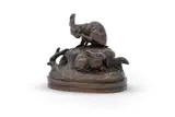A bronze group of two hares by Joseph Chemin, BRONZE, offered Jun 2023