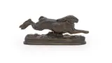 A bronze model of a running hare by Arthur-Marie-Gabriel du Passage, BRONZE, offered Jun 2023