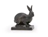 A bronze model of an alert rabbit by Janet Scudder, BRONZE, sold Jun 2023