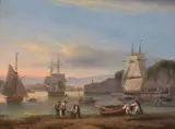 Teignmouth harbour at low tide by Thomas Luny, oil, sold Jun 2023