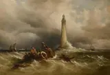 The eddystone lighthouse by Richard Brydges Beechey, oil, sold Jun 2023