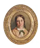 A young girl by John Adam Houston, Oil on board, ovalInscribed `Study by J*** A Hou***', sold Jun 2023