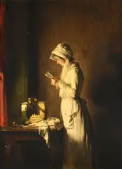 A young lady reading by Joseph Bail, oil, sold Jun 2023