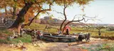 Cattle fair at ostia by Aurelio Tiratelli, oil, offered Jun 2023