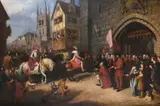 The entry of the black prince into london with the french king by James Ramsay, oil, offered Jun 2023