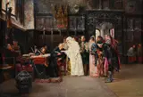 A spanish wedding by José Gallegos y Arnosa, oil, sold Jun 2023