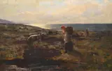 Peat stacking in rosshire by Duncan Cameron, oil, sold Jun 2023