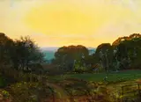 Twilight, the vegetable garden by John Atkinson Grimshaw, oil, offered Jun 2023