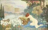 A woman lamenting among ruins by Jean Gregorian, Oil on canvas, offered Jun 2023
