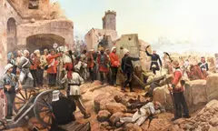 The relief of lucknow by Richard Caton Woodville Jr., Oil on canvasSigned and dated '1895', sold Jun 2023
