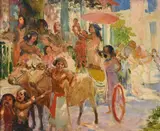 La fille du pharaon apporte au palais le petit moise by George Rochegrosse, Oil on board22 x, offered Jun 2023