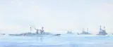 British squadron 18th march 1915 approaching dardonelles by Frank Watson Wood, watercolor, sold Jun 2023