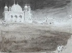 Agra by Albert Goodwin, ink, sold Jun 2023