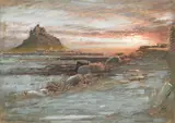 St michael's mount by Albert Goodwin, ink, sold Jun 2023