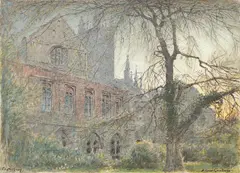 Canterbury by Albert Goodwin, Watercolour and bodycolour, heightened with white and some scratching outSigned, sold Jun 2023
