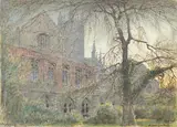 Canterbury by Albert Goodwin, Watercolour and bodycolour, heightened with white and some scratching outSigned, sold Jun 2023