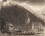 Night by Albert Goodwin, ink, offered Jun 2023