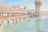 Lucerne by Albert Goodwin, Watercolour heightened with whiteSigned, sold Jun 2023