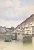 The ponte vecchio, florence by Ernesto Bensa, watercolor, sold Jun 2023