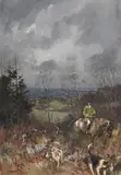 On the scent by Lionel Edwards, watercolor, sold Jun 2023